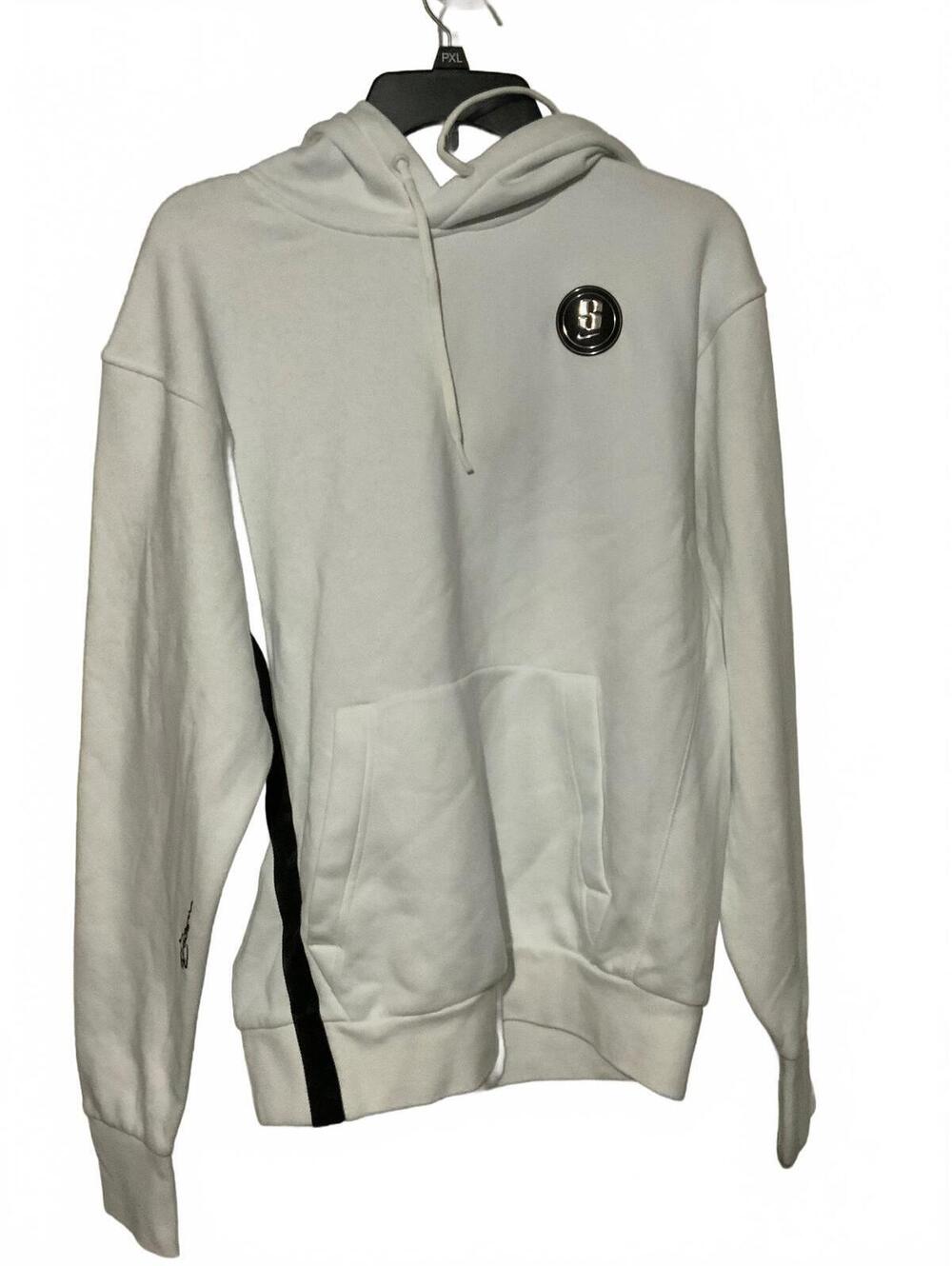 Nike White Basketball Hoodie with Black Side Stripe - Size Small
